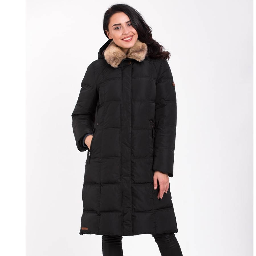 

Длинный женский пуховик Camel Active 330075-09 с меховым воротником черный 36