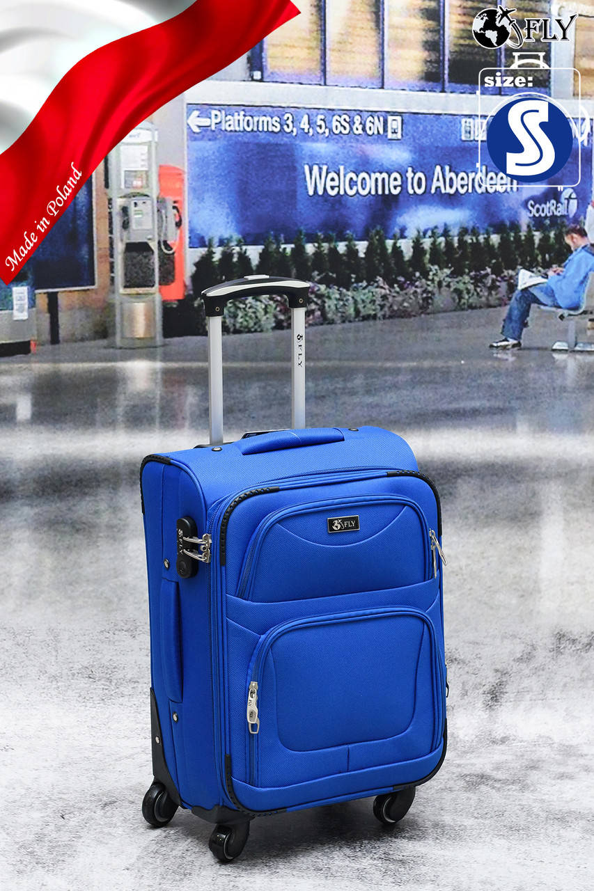 

Чемодан FLY 1220 тканевый,  на четырёх колёсах 600D, Голубой