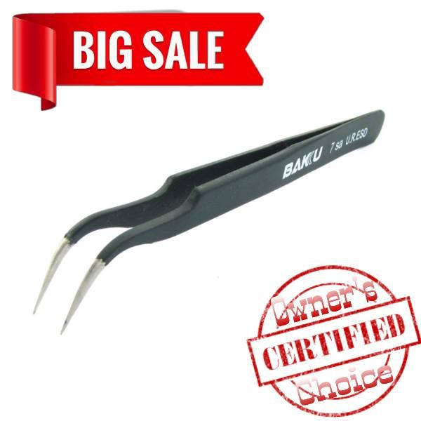 

Пинцет изогнутый BAKU A8 7 Sa URESD с чёрным антистатическим покрытием