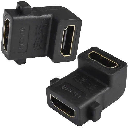 

Переходник, гнездо HDMI - гнездо HDMI, угловой, gold (Тип 1), Черный