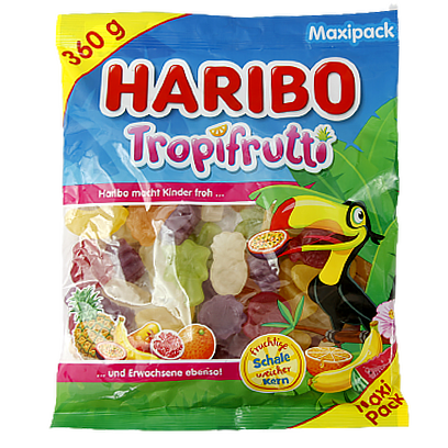 

Желейки Харібо тропічні фрукти Haribo tropifrutti 360g 20шт/ящ (Код : 00-00011914)