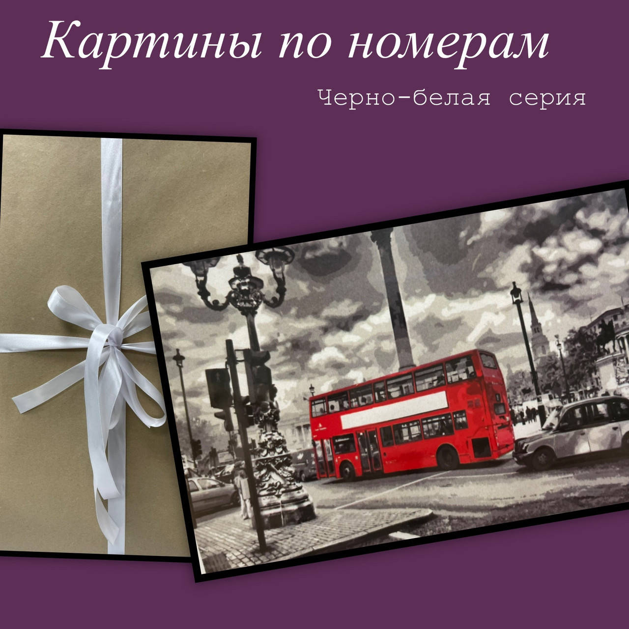 

Картина по номерам черно-бела с ярким акцентом