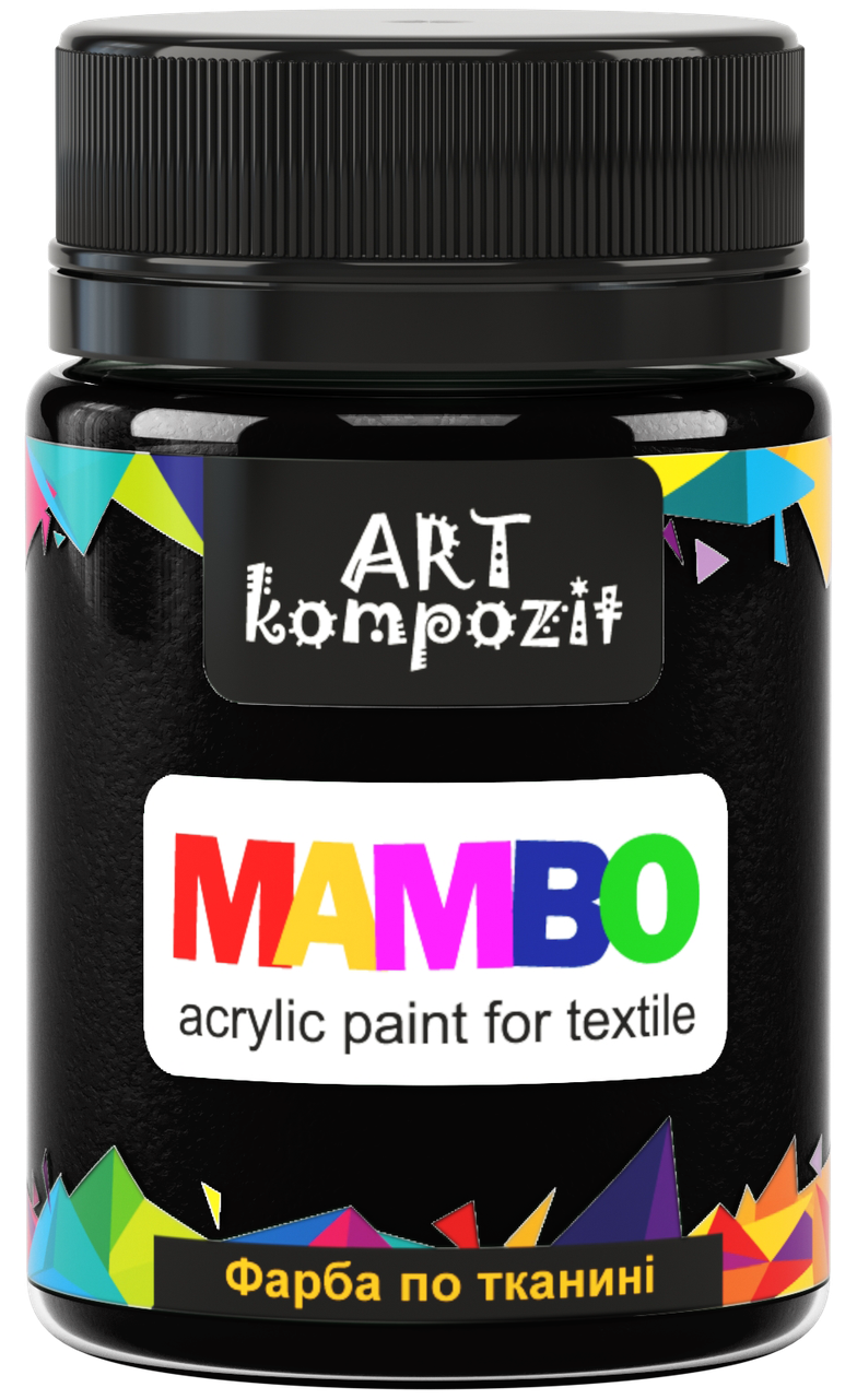 

Фарба по світлій та темній тканині ЧОРНИЙ, 50мл, MAMBO "ART Kompozit", Черный