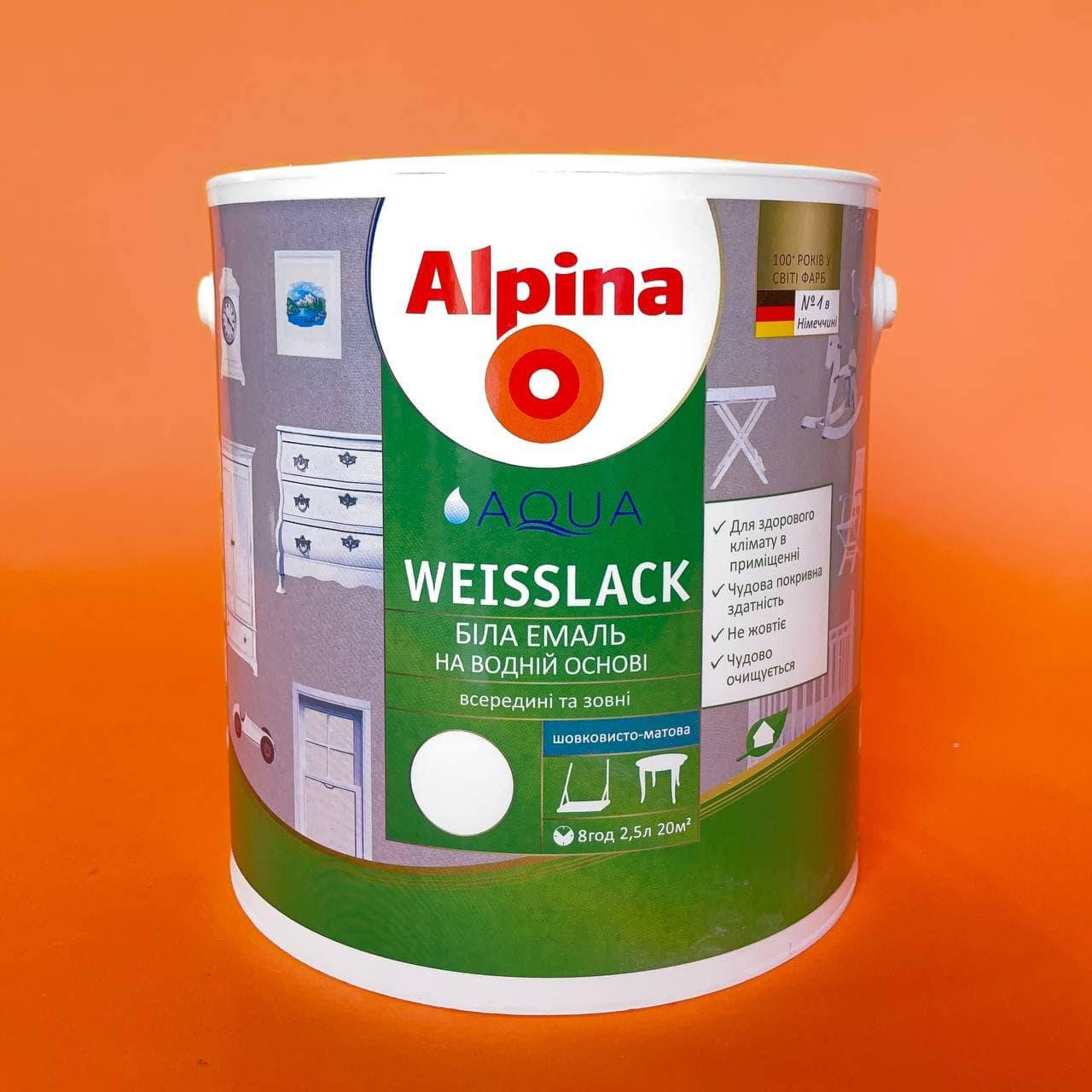 

Alpina Aqua Weisslack Белая эмаль на водной основе шелковисто-матовый 0,75л