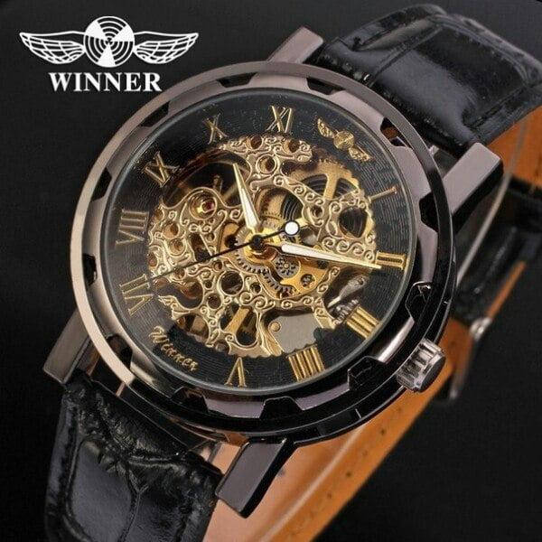 

Часы скелетоны механические Winner Chokolate. Мужские молодёжные часы