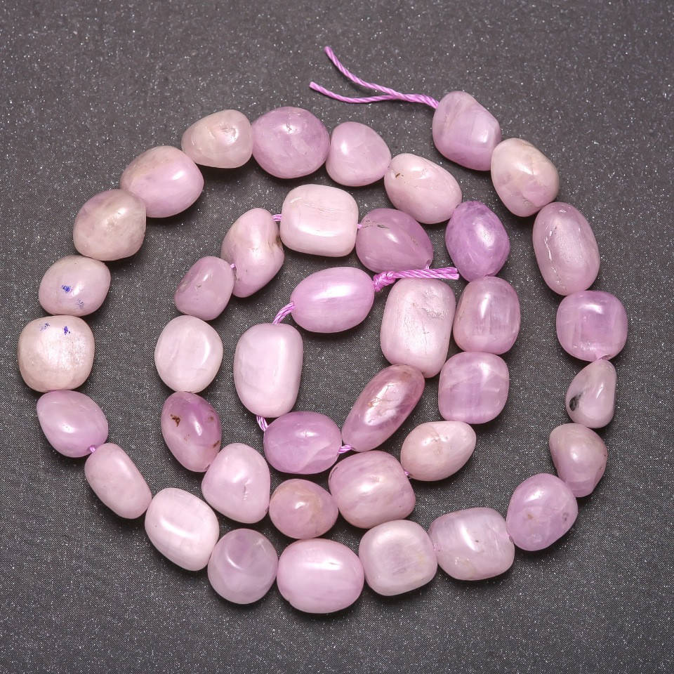 

Бусины из натурального камня Кунцит галтовка d-8х10(+-)мм L-38см