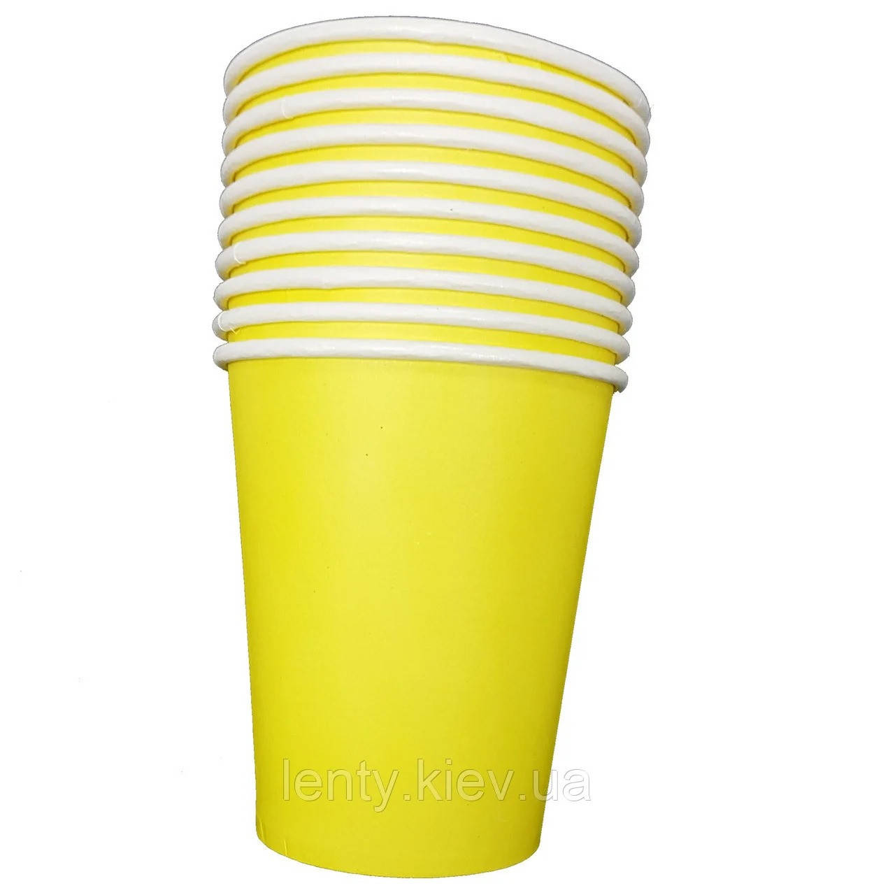 

Стаканчики бумажные Желтый (лимонный) (10шт/уп. 250 мл.) одноразовые детские -