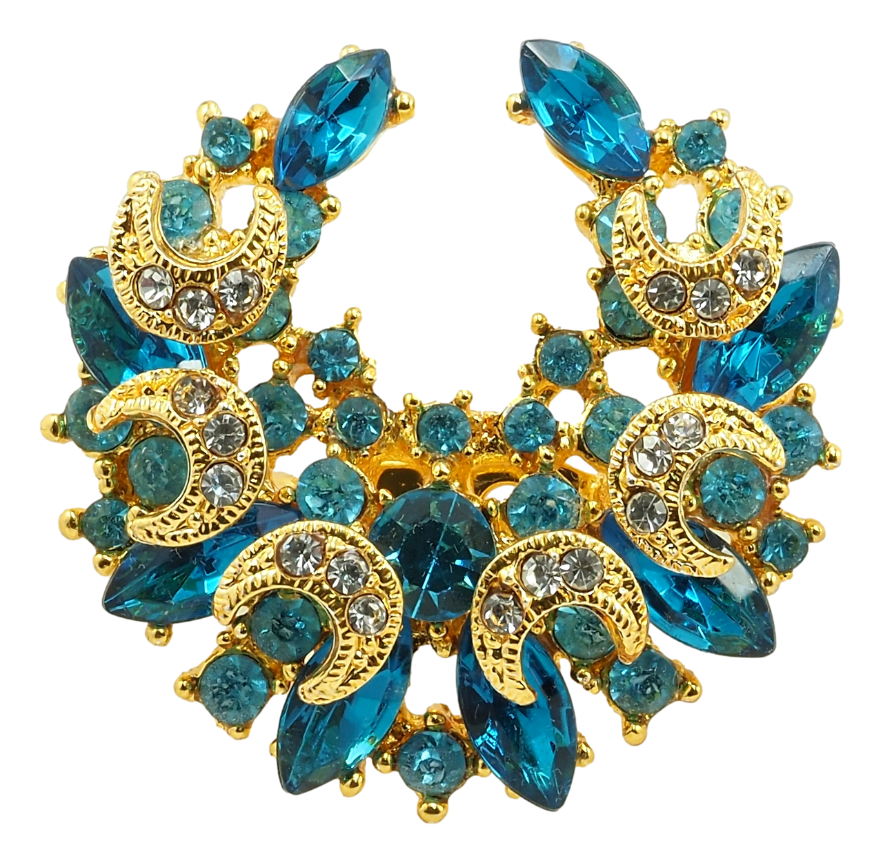 

Брошь "Венок с синими стразами"