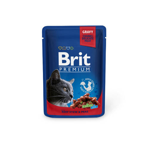

Влажный корм Brit Premium Cat Beef Stew & Peas (тушеная говядина+горошек) 100 г
