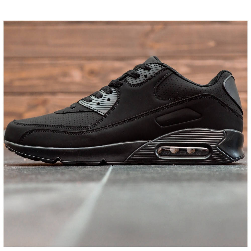 

Мужские черные кожаные кроссовки / кеды в стиле Nike Air Max 90 найк аир макс 90, Черный