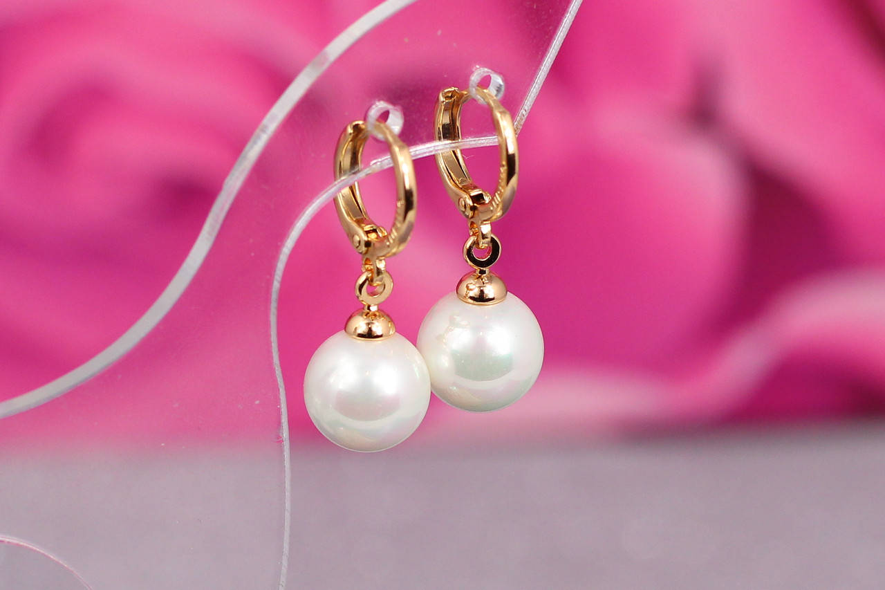 

Серьги подвески Xuping Jewelry с жемчугом 9 мм серьга 2,7 см золотистые