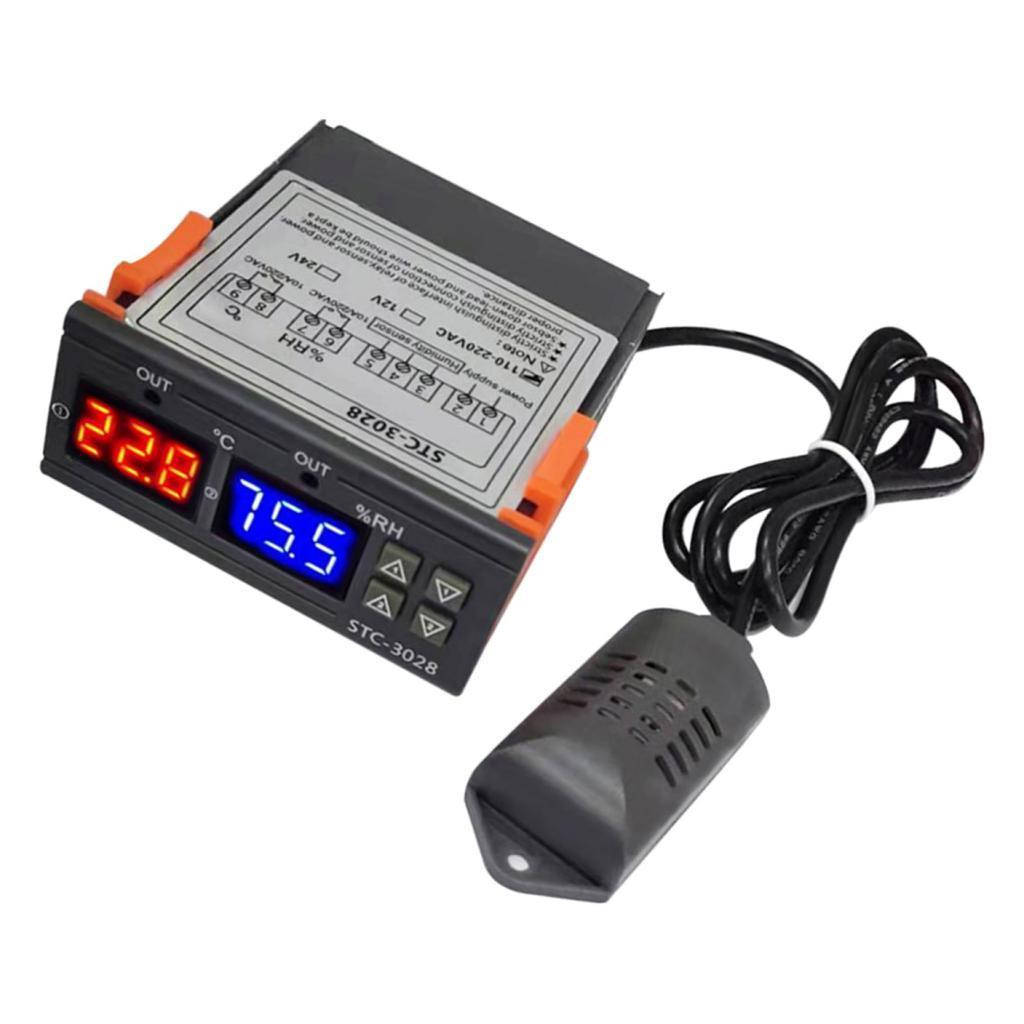 

Цифровой регулятор температуры и влажности STC-3028 с датчиком 220В два реле 10A