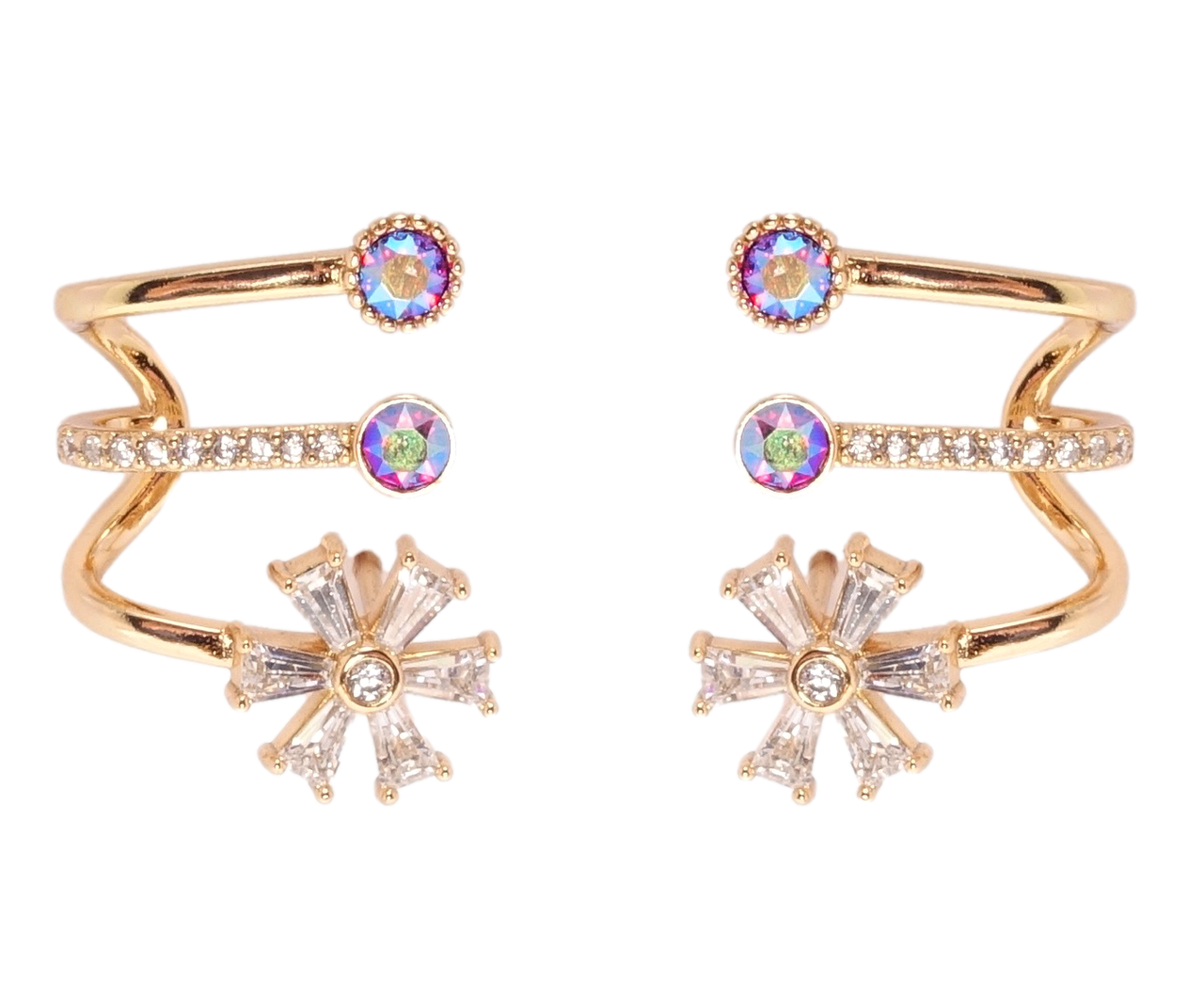 

Серьги Xuping Позолота 18K с кр-ми Swarovski гвоздики-каффы "Кристаллы Fuchsia Shimmer с цветочками"