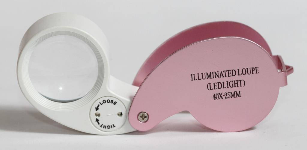 

ЛУПА 40-кратная с подсветкой, метал.корпус, складная