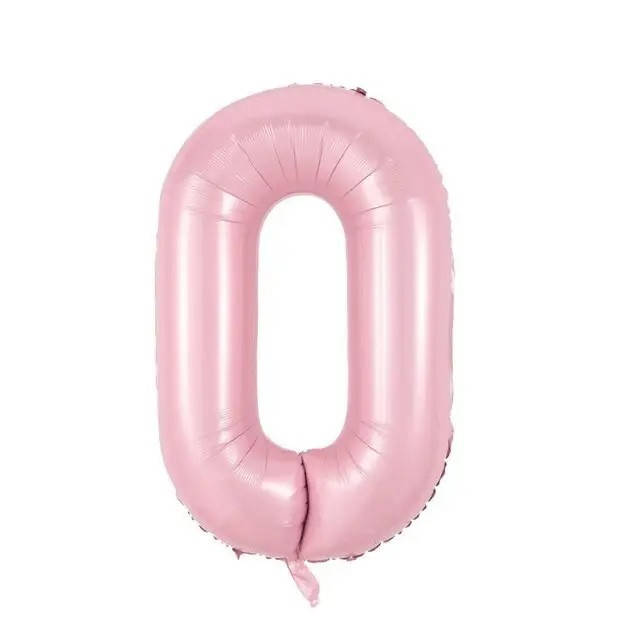 

Фольгированная цифра 0 нежно розовая (baby pink) 70 см, Розовая пастель