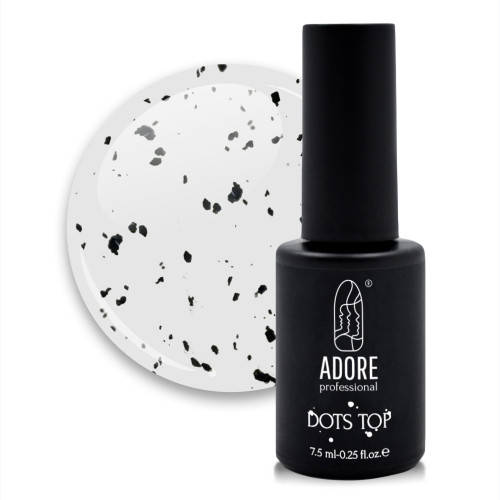 

Закрепитель для гель-лака ADORE Dot's Top №02 Глянцевый с черной крошкой 7.5 мл, Черный