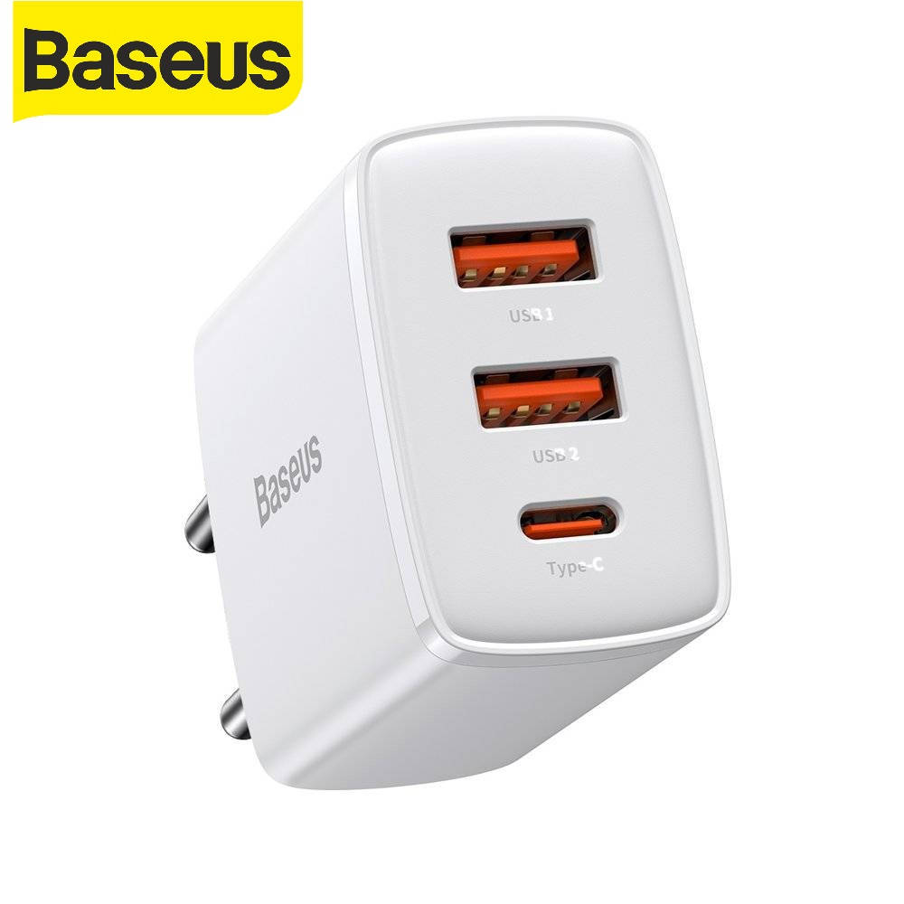 

Быстрая сетевая зарядка Baseus Compact Quick Charger 30W QC+ PD White (1Type-C + 2USB) (CCXJ-E02) Гарантия!, Черный