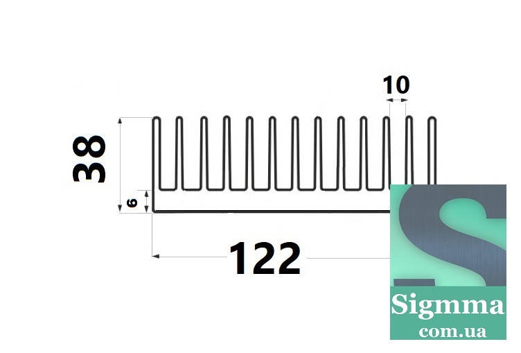 

Радиаторный профиль алюминиевый 122 х 38 для светодиодов