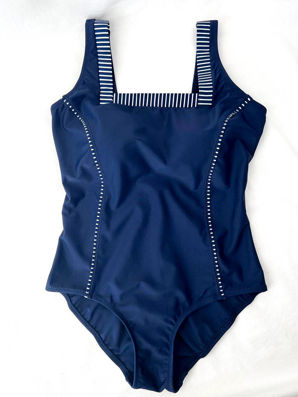 

Женский слитный купальник с утяжкой синего цвета с квадратным вырезом, Темно-синий