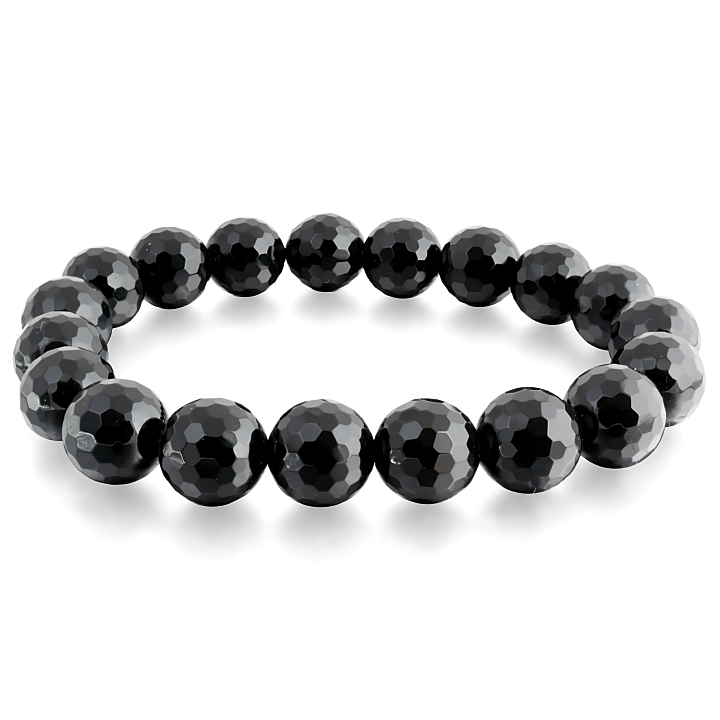 

Агат черный, Ø10 граненый, браслет, 206БРА