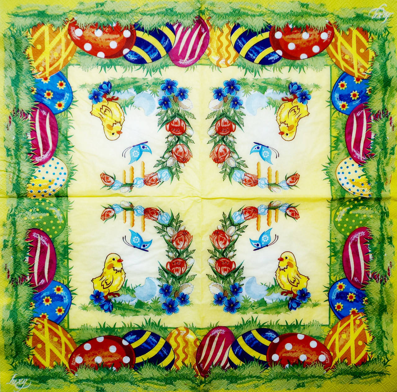 

Салфетка декупажная 33x33 см 9 "Пасхальные яйца с ципой"