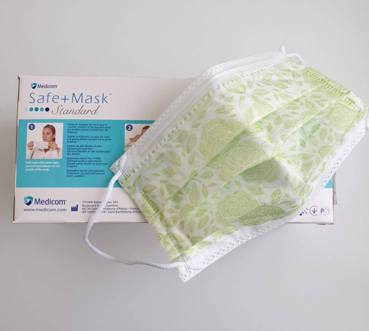 

Маски медицинские с рисунком Colmi Medicom Standart Flover, 60 шт в уп Лайм