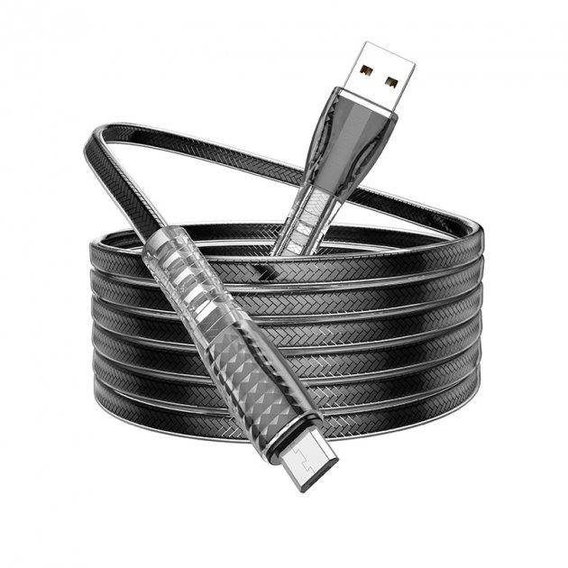 

Кабель Usb Micro USB BOROFONE BU31 Clear shadow 2,4A,1m (плоский) Black, Черный
