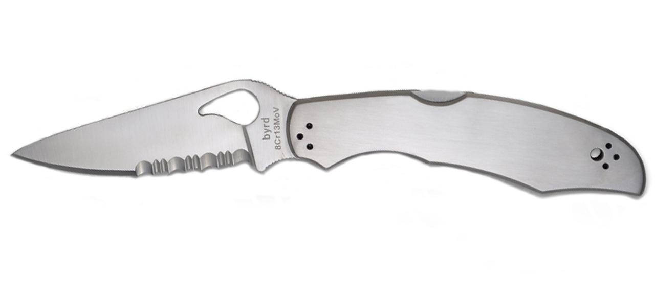 

Нож Spyderco Byrd Cara Cara 2, стальная рукоятка, полусеррейтор
