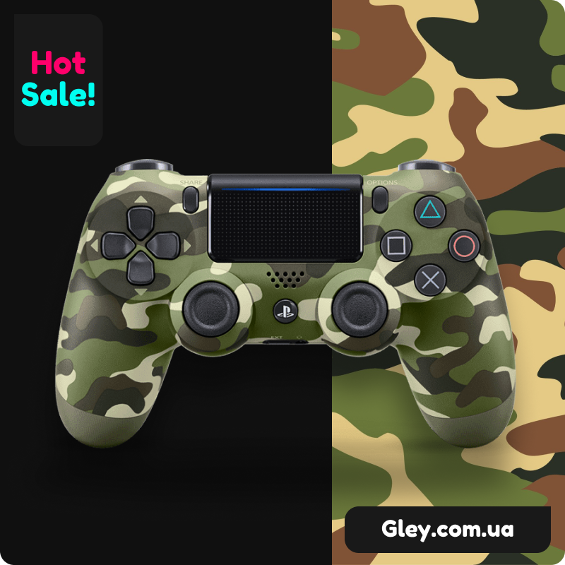 

Джойстик DualShock 4 Игровой Геймпад для Sony PS4 V2 (Camo) + ПОДАРОК, Хаки
