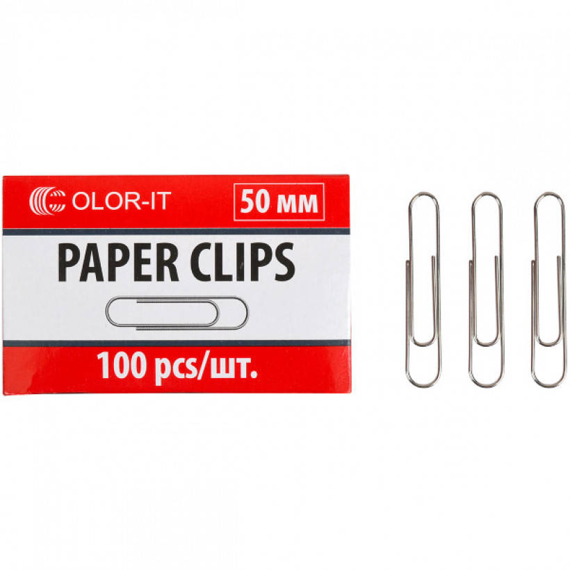 

Скрепки металлические круглые 50мм 100шт/уп арт.10057, Серый