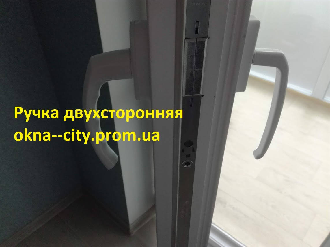 

Ручка двухсторонняя узкая на пластиковую дверь, Ручка двухсторонняя белая Гриф, Белый