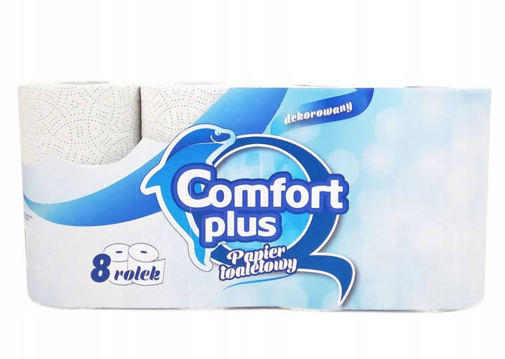 

Туалетная бумага Comfort Plus двухслойная 8 рулонів, Белый