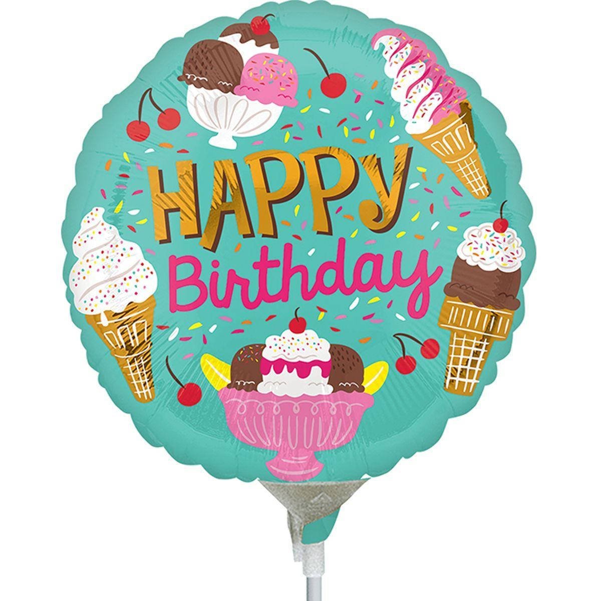 

Фольгированный шар круг Happy Birthday с мороженым 18 "Китай, Бирюзовый