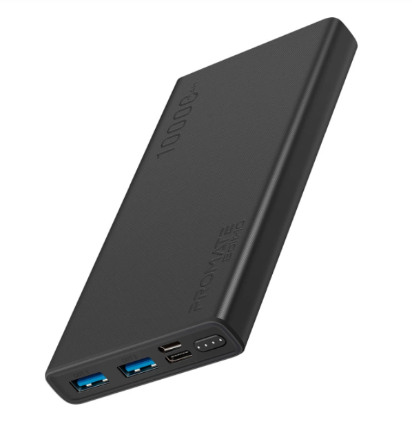 

Power bank, павербанк Promate Bolt-10 10000 mAh 10Вт 2 разъема USB, Черный