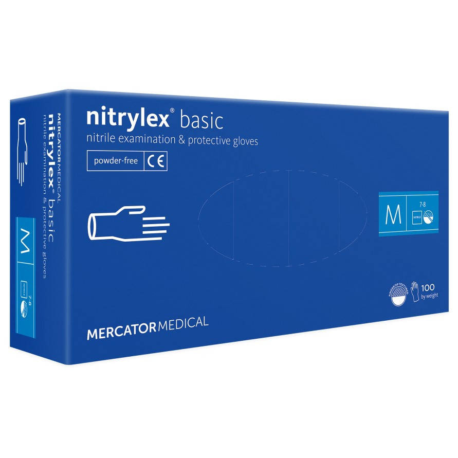 

Нитриловые перчатки Mercator Nitrylex Basic размер  синие (50 пар, Синий
