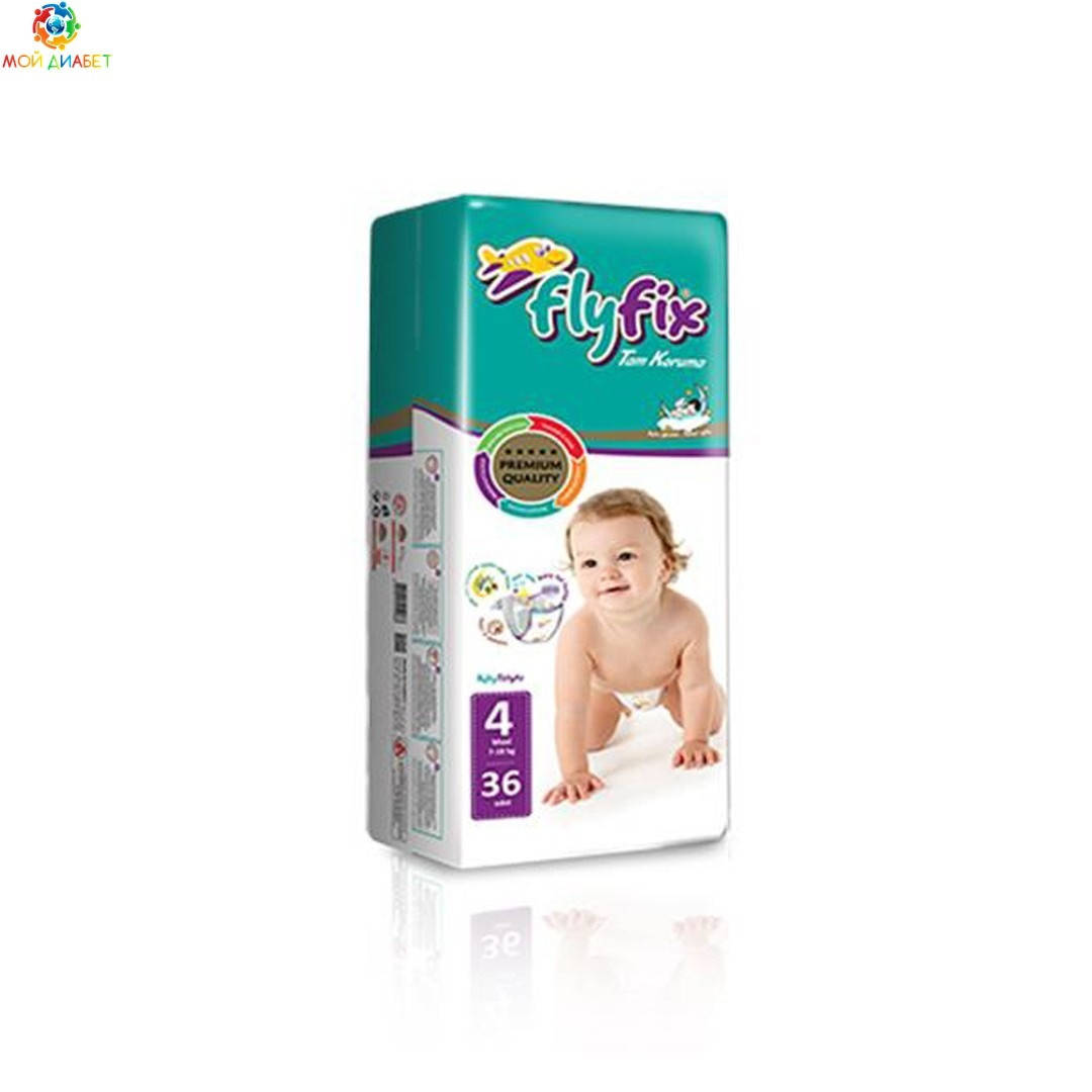 

Памперсы для детей Fly Fix 4, 7-18 кг. 36 шт., Белый