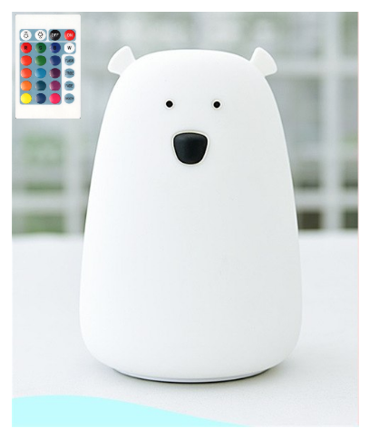

Силиконовый ночник 3DTOYSLAMP Мишка белый с пультом ДУ, 16 цветов