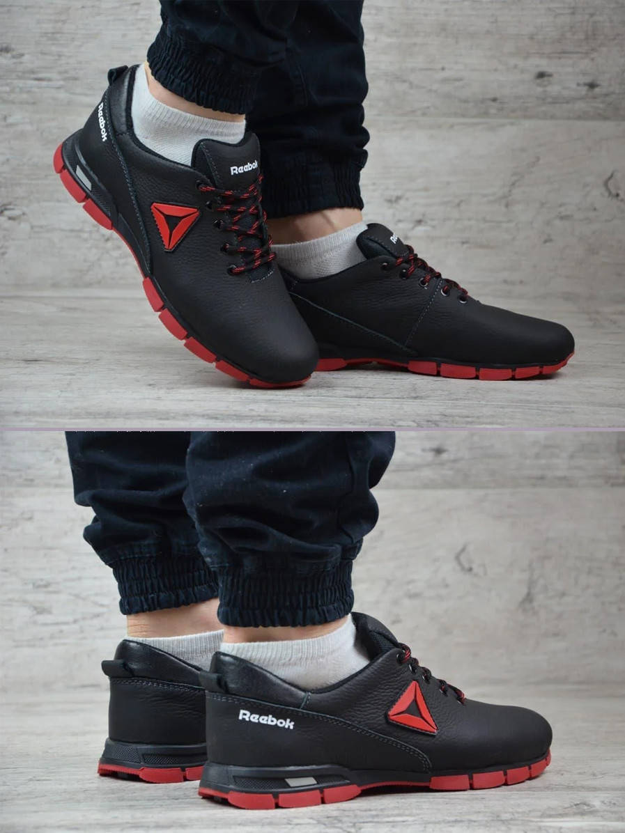 

Мужские кожаные повседневные кроссовки Reebok (Рибок) Aztrek Adventure, спортивные мужские туфли черные, кеды, Черный