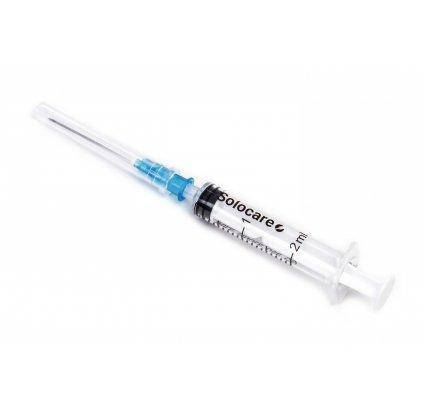

Шприц Luer-lock 2ml 0.6х25 трехкомпонентный Solocare (100шт/уп)