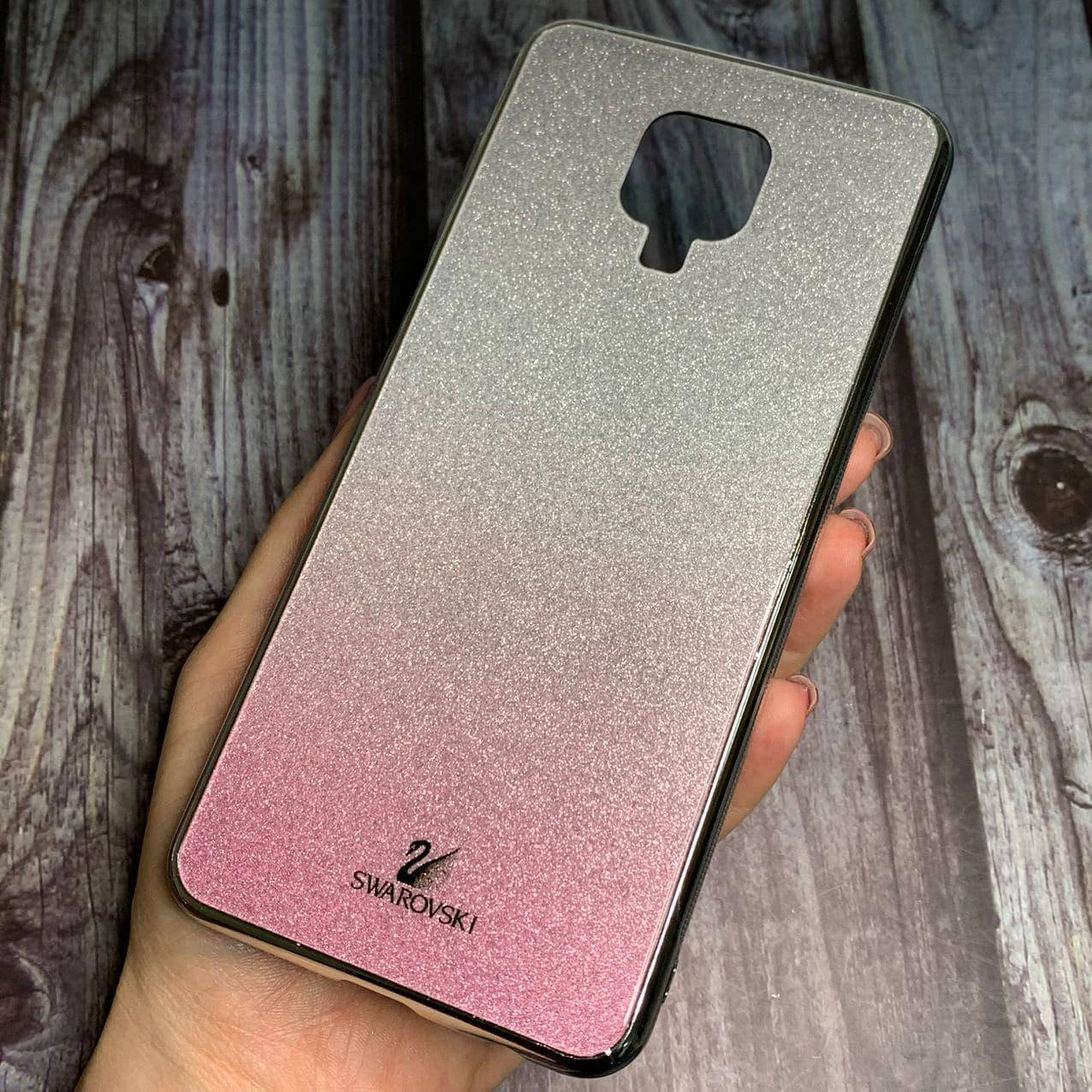 

Чехол для Xiaomi Redmi Note 9 Pro стеклянный блестящий чехол на телефон сяоми нот 9 про розовый Swarovski