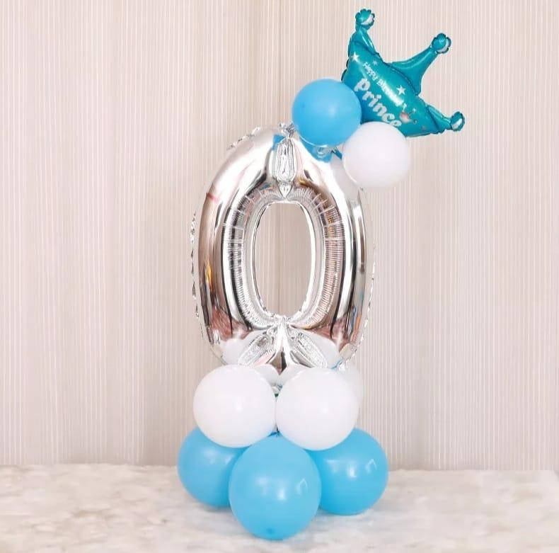 

Цифра 0 на подставке из шаров | Голубая, Голубой