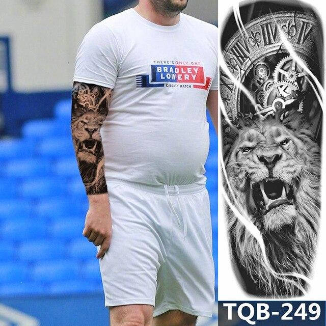 

Флеш тату. На руку/ногу/бедро, 48*17 см Львы, Часы