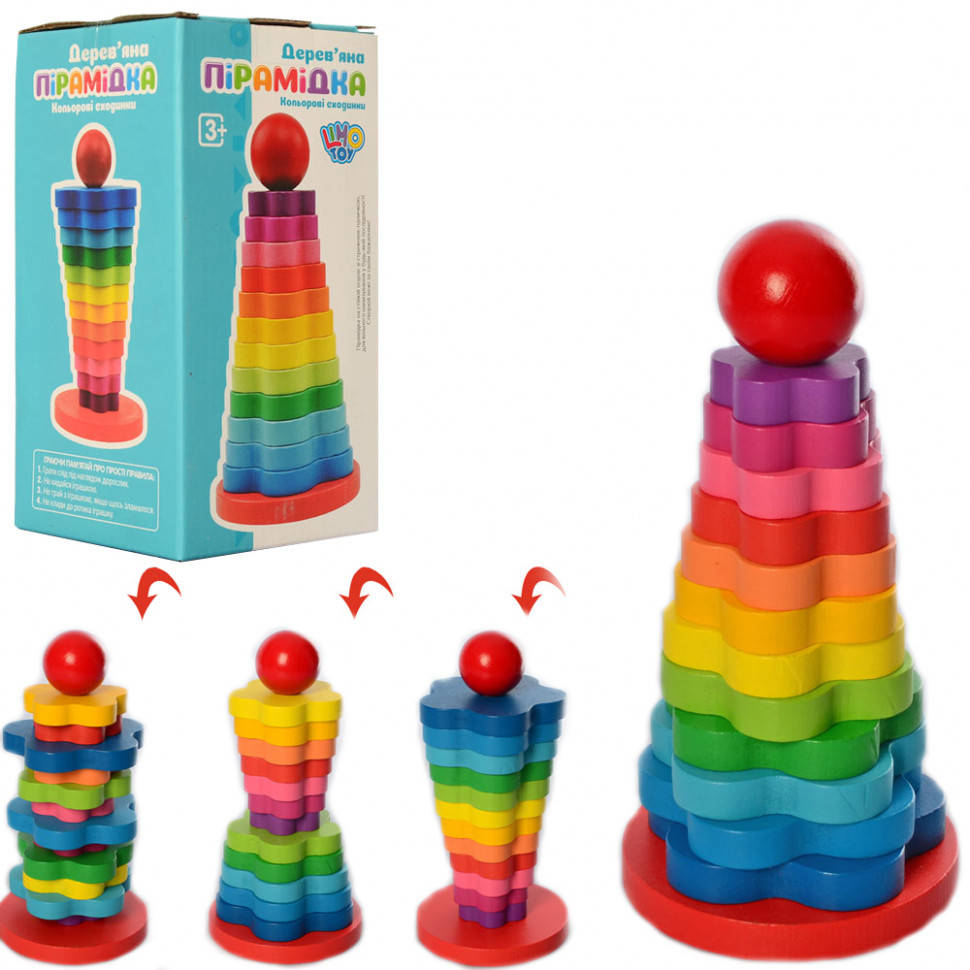 

Детская деревянная пирамидка, пирамида для ребенка, Tree toys MD 1183, Разные цвета