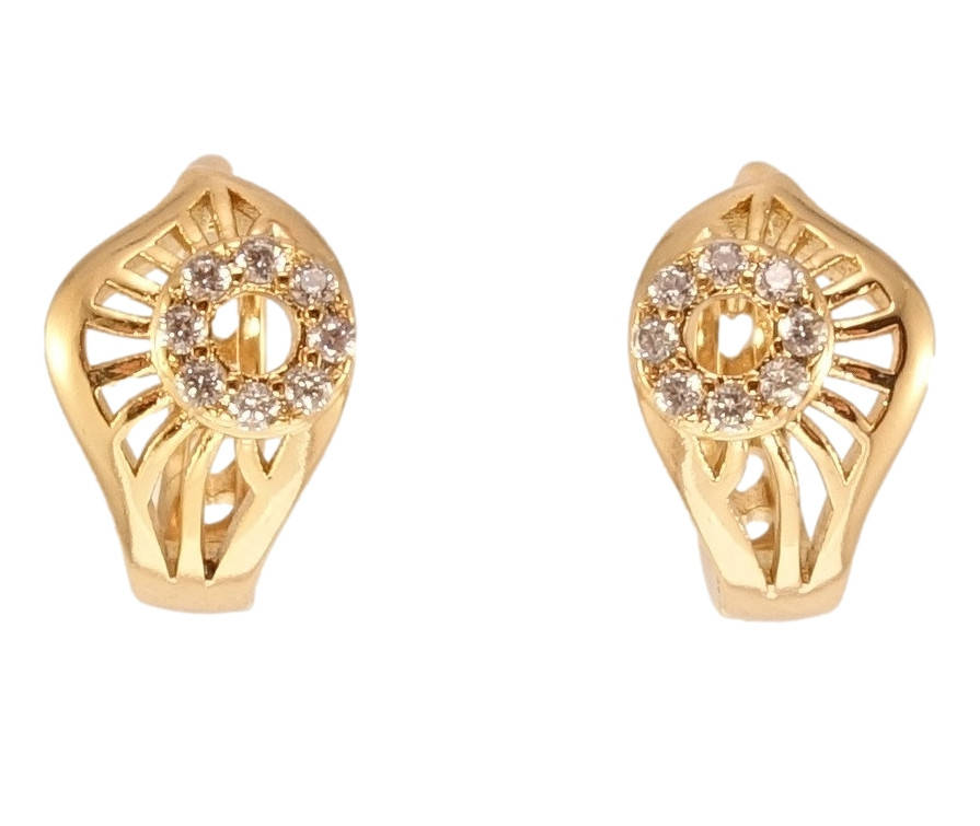 

Серьги Xuping Позолота 18K колечки "Резные листики с колечками циркония"