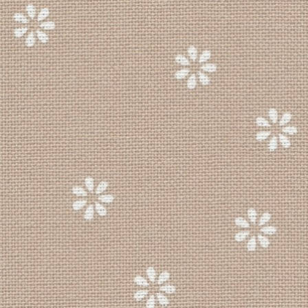 

Тканина Zweigart (Murano Lugana) Мурано Лугана 32 ct - бежева з білими квіточками 70 x 50 см