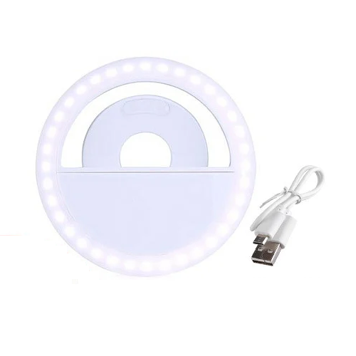 

Кольцевая LED лампа для селфи на смартфон клипса / прищепка c АКБ 3 Вт, Белый