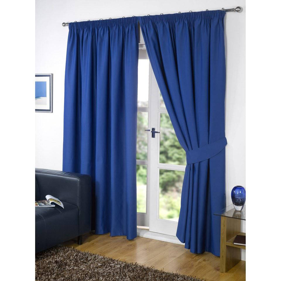 

Готовый комплект штор лен синий