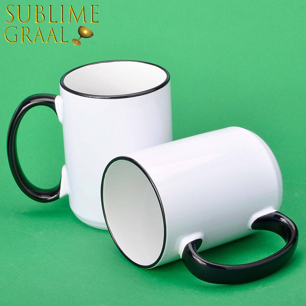 

Чашка сублимационная 425 мл с цветным ободком Черная, Белый