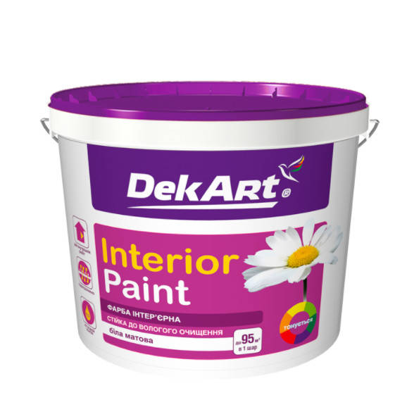 

Матовая акриловая краска для стен и потолков DekArt Interior Paint 1,2 л, Белый