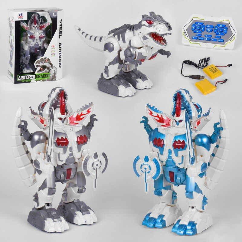 

Игрушка Динозавр 6028 2 цвета, аккумулятор 3.6 V, 20 функций, трансформируется, программируется, ходит,